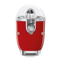 Smeg CJF11RDEU citrusový odšťavňovač, 70 W, manuální tlak, univerzální kužel z nerezové oceli, červený