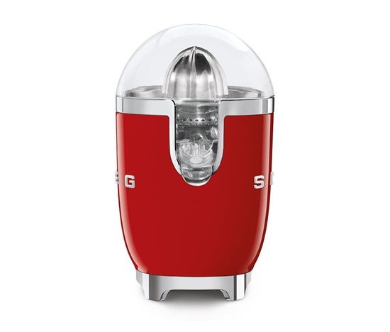Smeg CJF11RDEU citrusový odšťavňovač, 70 W, manuální tlak, univerzální kužel z nerezové oceli, červený