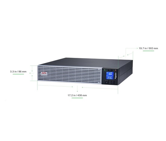 APC Easy UPS On-Line, 2000VA/1800W Li-ion Rack/Tower 2U, 230V, 6 IEC C13 outlets, Intelligent Card Slot, W/ rail kit