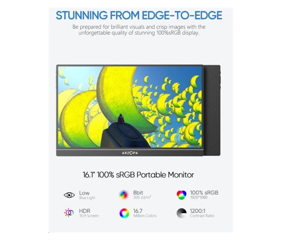 Arzopa Z1C Portable Monitor 16.1" IPS Full HD 1080p Metal Housing Přenosný monitor