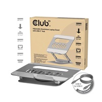 Club3D Nastavitelný hliníkový stojan pro notebook s USB-C hubem na 2xUSB, 1xHDMI, 2xUSB-C, 1xRJ45, 360°, 100W, 4K60Hz