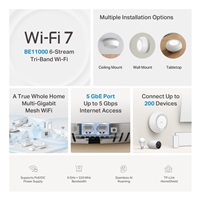 TP-Link Deco BE65-PoE(3-pack) WiFi7 Mesh (BE9300,2,4GHz/5GHz/6GHz,2x5GbELAN/WAN,1xPoE)