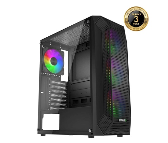 EVOLVEO Xenon, skříň ATX, 4x ARGB ventilátor 120mm, přední panel airflow mesh, černá