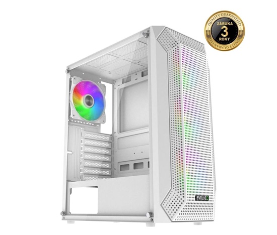 EVOLVEO Xenon, skříň ATX, 4x ARGB ventilátor 120mm, přední panel airflow mesh, bílá