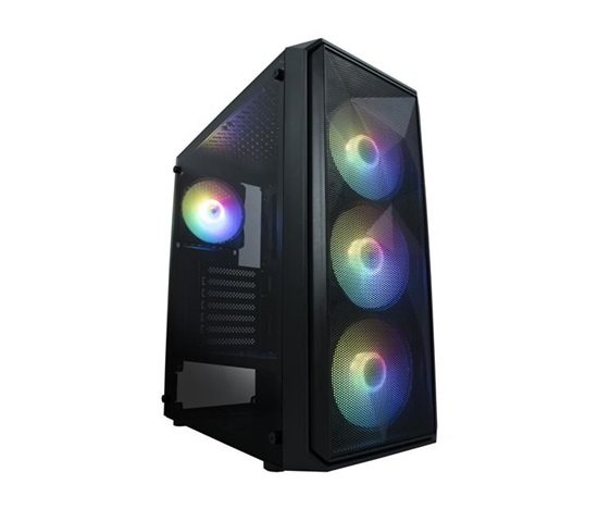 BAZAR - VeinX case ME19A Mid Tower, bez zdroje, 1x USB3.0, 1x USB2.0, 4x 120mm ARGB Fan, 1x ARGB Controller, černá - Poš