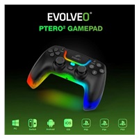 EVOLVEO Ptero2, bezdrátový & drátový gamepad pro PC, PS3/4/5, iOS, Android, Switch, černý
