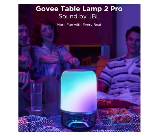 BAZAR - Govee Table Lamp 2 RGBW Akumulátorová lampa s reproduktorem - zvuk od JBL - Poškozený obal (Komplet)