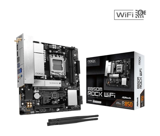 ASRock MB Sc AM5 B850M ROCK WIFI, AMD B850, 4xDDR5, 1xDP, 1xHDMI, WiFi, mATX