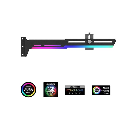 BAZAR - 1stCool Podpěra GPU Kovový držák ARGB, černá - Rozbaleno (Komplet)