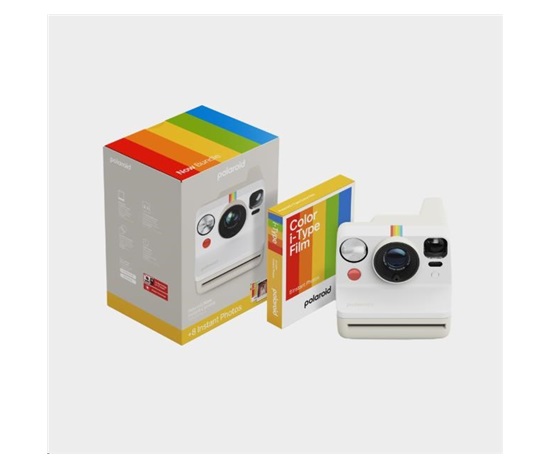 BAZAR - Polaroid Now Gen 3 Pebble White bundle with Color Film (8 photos) - Poškozený obal (Komplet)
