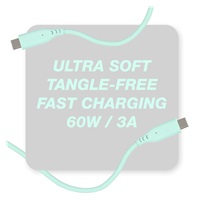 PREMIUMCORD Kabel USB-C na USB-C, 60W, 480Mbps, silikonový, tyrkysový, 1,5m