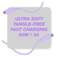 PREMIUMCORD Kabel USB-C na USB-C, 60W, 480Mbps, silikonový, fialový, 1,5m