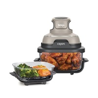 Ninja FN101EUST Crispi, přenosná horkovzdušná fritéza, 4v1, šedá, příkon 1700 W, skleněné nádoby 1,4 l a 3,8 l, bez PFAS