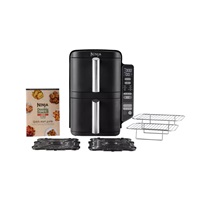 Ninja SL300EU Double Stack horkovzdušná fritéza, 7,6l, černá, 6 funkcí, stohovatelné zásuvky, nepřilnavé