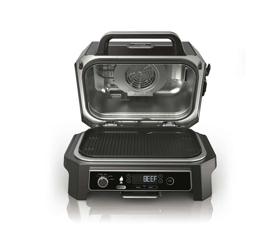 Ninja OG850EU Woodfire Pro XL, černý, elektrický gril a udírna, technologie Woodfire, teplotní sonda, 4v1 Airfryer