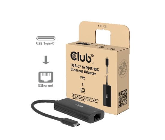 Club3D Adaptér USB-C na RJ45, 10Gb, M/F, 12cm