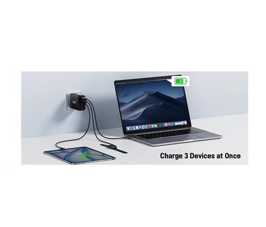 ACER Adapter 67W PD GaN charger,USB-C,USB-A,EU plug,Black