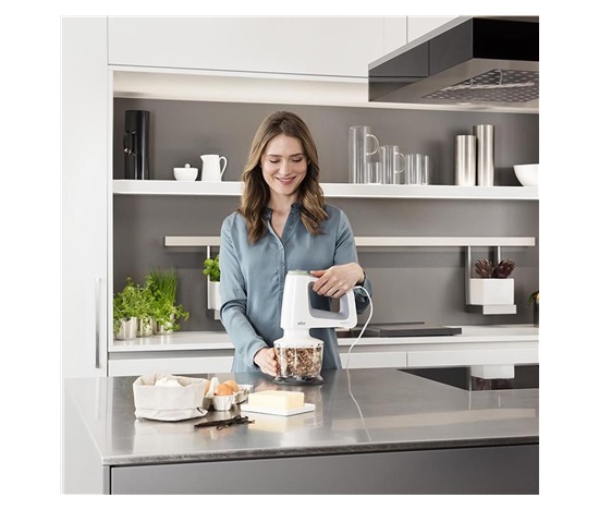Braun MultiMix 5 HM5107WH ruční šlehač a tyčový mixér, bílá, příkon 750 W, 9 rychlostí, technologie SmartMix