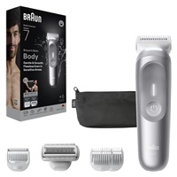 Braun BG7550 tělový zastřihovač, 4 nástavce, 100% omyvatelný, technologie SmoothShave, výdrž 100 min, nerezové čepele