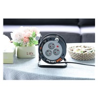 Solight prodlužovací přívod na bubnu 15m, 3 zásuvky, černý kabel, 3x 1,0mm2