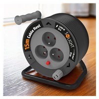 Solight prodlužovací přívod na bubnu 15m, 3 zásuvky, černý kabel, 3x 1,0mm2