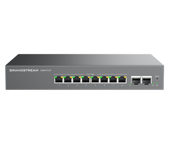 Grandstream GWN7721P L2 Lite managed switch, 8x 2.5GbE RJ45, 2x 10G SFP+, PoE/PoE+