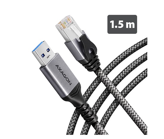 AXAGON ADE-AM15, adapter USB-A Gigabit Ethernet z zintegrowanym sieciowym kablem CAT6 RJ-45 (1,5 m)