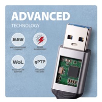 AXAGON ADE-AM20, adapter USB-A Gigabit Ethernet z zintegrowanym sieciowym kablem CAT6 RJ-45 (2 m)