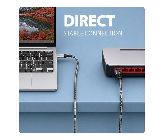 AXAGON ADE-CM30, adapter USB-C Gigabit Ethernet z zintegrowanym sieciowym kablem CAT6 RJ-45 (3 m)