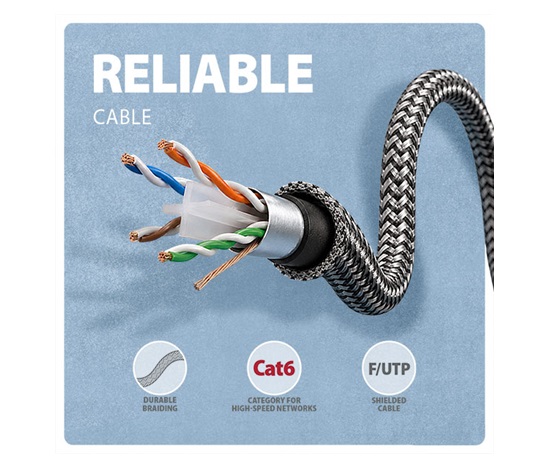 AXAGON ADE-AM50, adapter USB-A Gigabit Ethernet z zintegrowanym sieciowym kablem CAT6 RJ-45 (5 m)