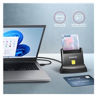 AXAGON CRE-SM4NC, USB-C Stand Reader czytnik kart identyfikacyjnych, kabel 1.2m