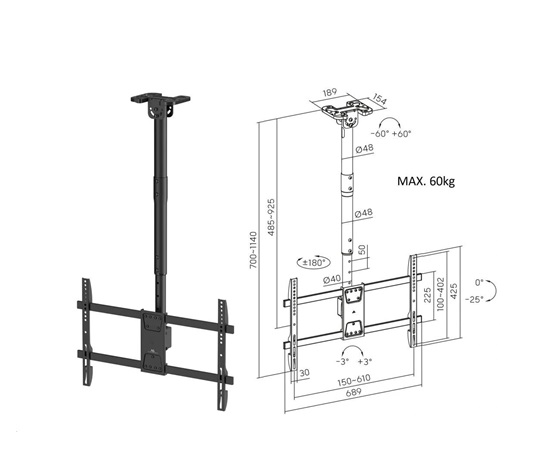 Držák Tv na strop Fiber Mounts FM112