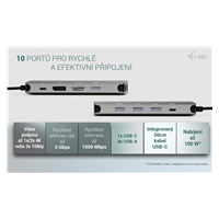 i-tec USB-C Metal Nano 3x Display (DP, HDMI and VGA) Docking Station, PD 100 W