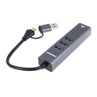 PremiumCord Adaptér USB-C a USB-A na Gigabit 10/100/1000Mbps + 3x USB 3.2 konektor