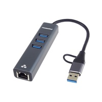 PremiumCord Adaptér USB-C a USB-A na Gigabit 10/100/1000Mbps + 3x USB 3.2 konektor