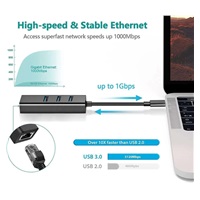 PremiumCord Adaptér USB-C a USB-A na Gigabit 10/100/1000Mbps + 3x USB 3.2 konektor