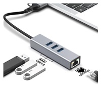 PremiumCord Adaptér USB-C a USB-A na Gigabit 10/100/1000Mbps + 3x USB 3.2 konektor