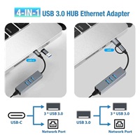 PremiumCord Adaptér USB-C a USB-A na Gigabit 10/100/1000Mbps + 3x USB 3.2 konektor