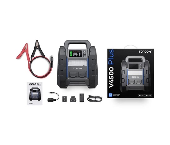 BAZAR - TOPDON startér a tester autobaterie V4500 Plus - Poškozený obal (Komplet)