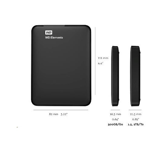 BAZAR - WD Elements Portable 5TB, Externí HDD, USB 3.0, černá (Bez příšlušenství)