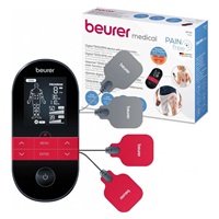 Beurer EM 59 elektrostimulátor 3v1, TENS/EMS technologie, funkce vyhřívání, 4 gelové elektrody, 2 nezávislé kanály