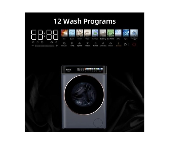 CHiQ Parní pračka 8 kg CHiQ CW086581AX ColorLuxe s barevným displejem + 12 let záruka na motor
