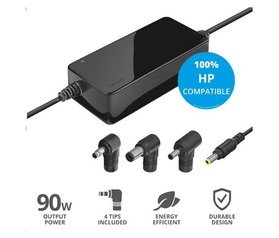 BAZAR - TRUST napájecí adaptér MAXO pro notebooky HP 90W, vč. koncovek - Poškozený obal (Komplet)