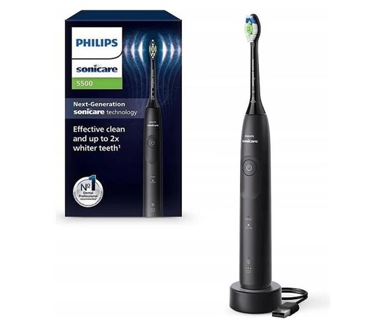 Philips Sonicare 5500 HX7111/01 sonický zubní kartáček, černý, 2 režimy, tlakový senzor, 21denní výdrž