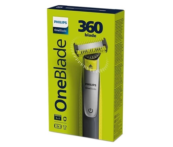 Philips OneBlade 360 QP2834/23 zastřihovač na tvář a tělo, voděodolný, 2 nástavce, akumulátorový provoz