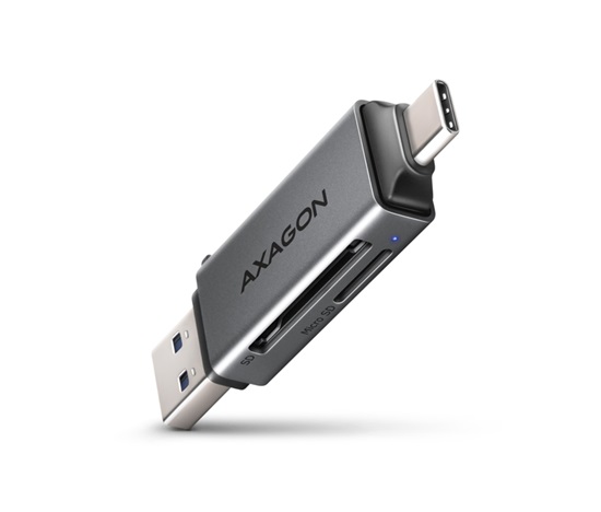 BAZAR - AXAGON CRE-DAC, USB-C + USB-A, 5 Gbps - MINI čtečka karet, 2-slot & lun SD/microSD, - Po opravě (Komplet)
