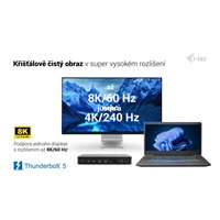 i-tec Thunderbolt 5 Triple Display Docking Station, M.2 slot, 6x USB, 2.5 GLAN, PD 140W