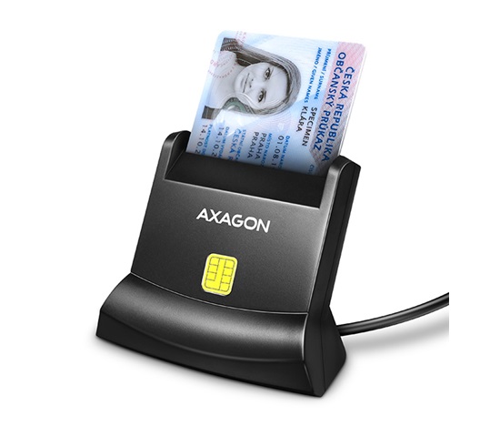 BAZAR - AXAGON CRE-SM4N, USB-A StandReader čtečka kontaktních karet Smart card (eObčanka), kabel 1.3m - Poškozený obal (