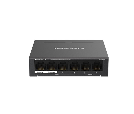 MERCUSYS switch MS106GP (6xGbE,4xPoE+,65W,fanless)