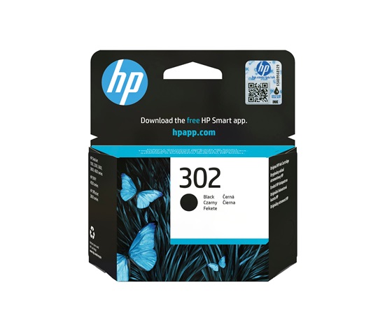 BAZAR - HP 302 Black Original Ink Cartridge, , F6U66AE (190 pages) - Poškozený obal (Komplet)